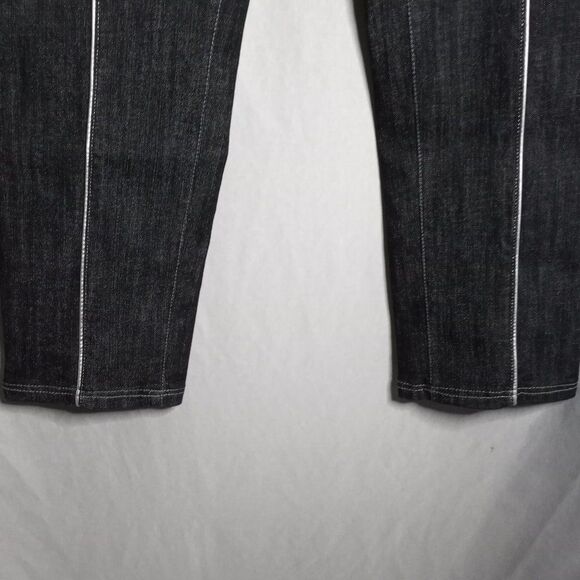 Ashley Stewart Women's Straight Leg Black/Grayish Faux Leather Decor Jeans 22W - Picture 6 of 8